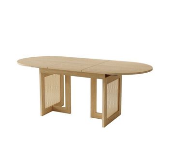 Mesa de comedor extensible ovalada 150-200máx cm de mdf,roble