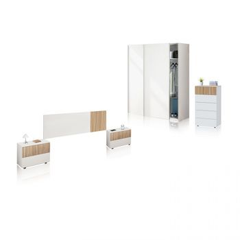 Dormitorio Compuesto Por 5 Piezas Nitza 5c Plus V1 Blanco Artik (blanco Mate) - Natur 150 X 200 X 60 Cm