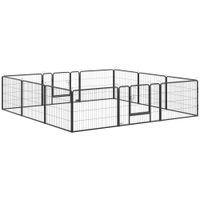 pawhut parque para perros de 12 paneles con 2 puertas corralito para perros para exterior interior acero 80x60 cm negro   aosom espana
