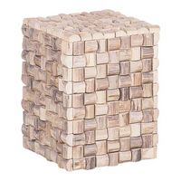 mesita de noche de madera marron claro de teca 32 x 32 x 43 cm reposapies rustico cajeme