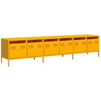mueble tv  mueble de salon  mesa de tv acero laminado en frio amarillo mostaza 202x39x435cm