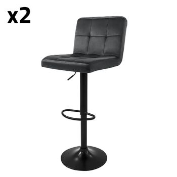 Set 2x Taburetes giratorios de bar terciopelo gris altura 63-83cm