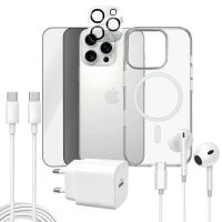 funda magnetica transparente con kit completo accesorios para iphone 15 pro max