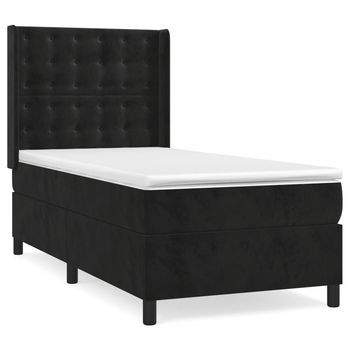 Cama Tapizada 203x93x128 Cm Terciopelo - Negro