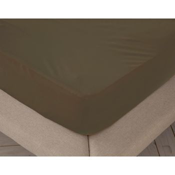 Sábana Bajera Ajustable Lisa Chocolate Cama 105 Cm - 105x190/200 Cm, 100% Algodón.