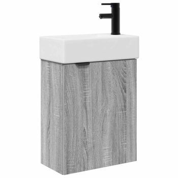 Módulo De Baño Con Grifería Sonoma Gris 45,5 X 22,5 X 84 Cm Vidaxl