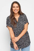 yours top negro estampado animal con manga sisa mujer curvy y tallas grandes yours