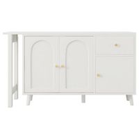 escritorio giratorio mesa de trabajo 120x40x745cm 2 en 1 con aparador madera blanco