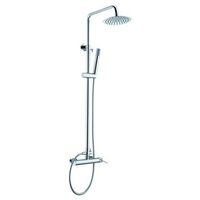 set de ducha monocomando cromado en acero y laton con barra extensible y anticalcare