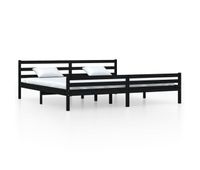 estructura de cama de madera maciza negro 200x200 cm