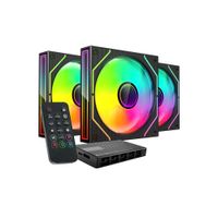 mars gaming mf-3dprokit kit 3x ventiladores pwm argb 120mm iluminacion argb infinity mirror 3d sistema control pwm rodamientos fdb mando a distancia y hub argb compatibilidad total argb kit