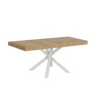 mesa extensible 90x90194 cm clerk premium tapa roble natural - patas blancas