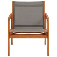 silla de jardin  silla de exterior  sillon madera maciza de eucalipto y textilene gris
