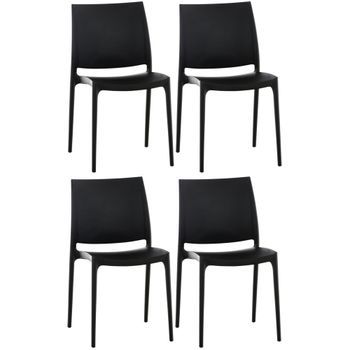 Set De 4 Sillas Apilables Maya Plástico Negro 50x44x81 Cm Clp