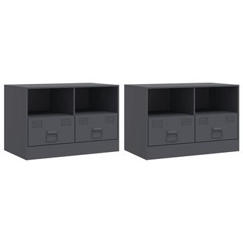 Muebles Para Tv 2 Unidades Acero Gris Antracita 67x39x44 Cm Vidaxl