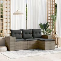 conjunto de sofas de jardin 4 uds  mueble jardin mesa y sillas y cojines ratan sintetico gris cfw462958