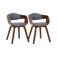 set de 2 sillas con asiento en simil cuero nogalgris