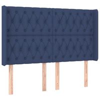 cabecero cama mueble de dormitorio con led de tela 163 x 16 x 118128 cm azul m020000408