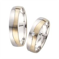 alianzas oro amarillo y blanco con diamante ancho 5 mm