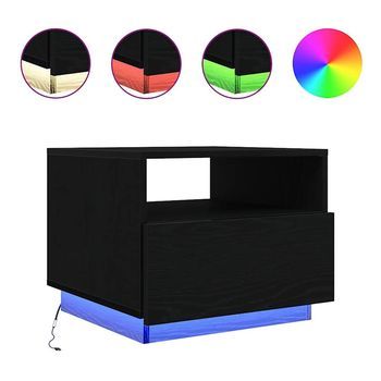 Mesa De Centro Con Luces Led Roble Negro 50x49x40 Cm Vidaxl