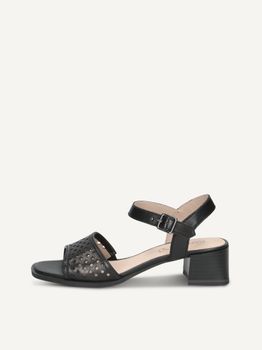 CAPRICE Heeled sandal, black, made of Leather with Trapeze heel, Size 42