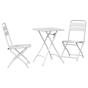 Set De Bistró Plegable 3 Uds Acero Blanco Cfw330736