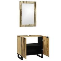juego de muebles de bano  armario de bano 2 piezas marron madera de ingenieria