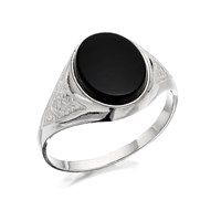 silver onyx signet ring - f5127-r