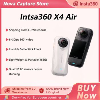 Cámara Deportiva Insta360 X4 Air - Cámara de 360 Grados 8K Ultraligera de 165 g con Efecto de Poste Invisible y Parabrisas Integrado X4 Air