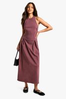 vestido midaxi skater de bengalina con escote halter purple