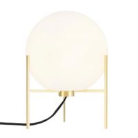 lampara tripode en metal vidrio blanco 29cm