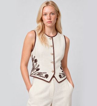 Marella para mujer. 2613151012200 Chaleco de lino Mllaerovia beige (38), Casual