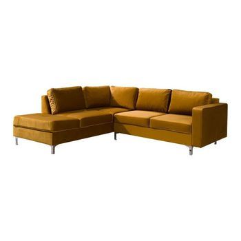 Sofá Rinconero Providence 139, Amarillo, Función De Descanso, Caja De Ropa De Cama