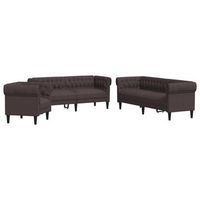 vidaxl juego de sofas 3 piezas tela marron oscuro