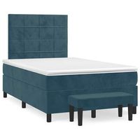 cama box spring con colchon terciopelo azul oscuro 120x200 cm vidaxl