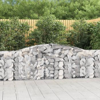 Cestas De Gaviones 2 Piezas | Gavión Para Piedras | Gavión Decorativo Forma De Arco Hierro 400x30x80/100 Cm Cfw440562