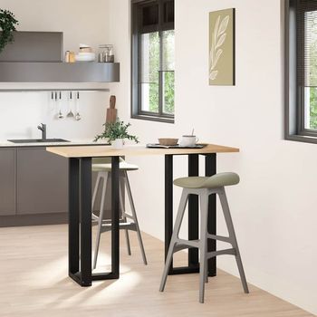 Patas De Mesa Bar Forma T 2 Uds | Patas Para Mesa Acero Negro 40x35x(101-102) Cm