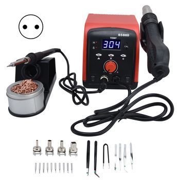 Kit De Estación De Reparo Con Pistola De Aire Caliente 2 En 1 Con Pantalla Lcd, Enchufe Europeo 220 - 240v Para Soldar Y Desoldar Herramientas Eléctricas
