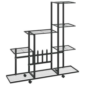 Soporte De Flores Con Rueda De Metal Negro 94,5x25x92,5 Cm Vidaxl