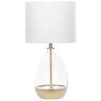 lampara de mesa de vidrio transparente blanco dorado pantalla de tela 63 cm forma de jarron cable con interruptor sala de estar okari