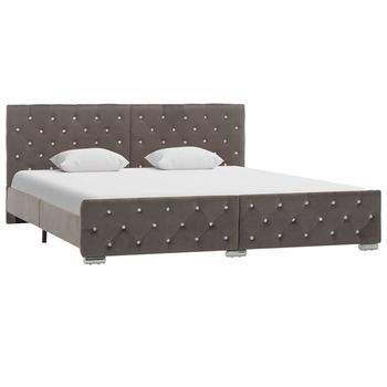 Estructura De Cama Sin Colchón Terciopelo Gris 180x200 Cm Vidaxl