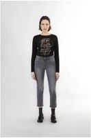 vaqueros cropped de denim acampanado grey