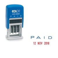 colop s160l2 mini text dater paid stamp