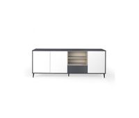 aparador 3 puertas lea acabado en antracita blanco polar y vison patas metalicas negras 200x45x75