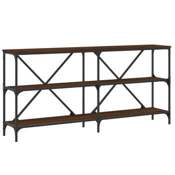 Mesa Consola Hierro Madera Ingeniería Roble Marrón 160x30x75 Cm Vidaxl