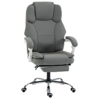 homcom silla de oficina ergonomica reclinable de cuero sintetico apto para mascotas con altura ajustable gris   aosom espana