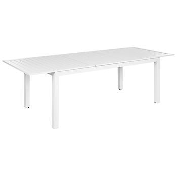Mesa De Jardín Extensible Muebles De Exterior 180/240 X 90 Cm Aluminio Blanco Skaloma