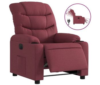 Vidaxl sillón reclinable eléctrico tela rojo tinto