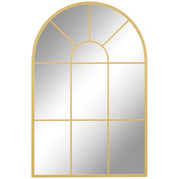 HOMCOM Espejo Decorativo de Pared 60x91cm Espejo de Ventana de Metal para Salón Dormitorio Entrada Estilo Moderno Dorado