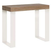 consola extensible 90x40300 cm efecto madera roble natural y hierro